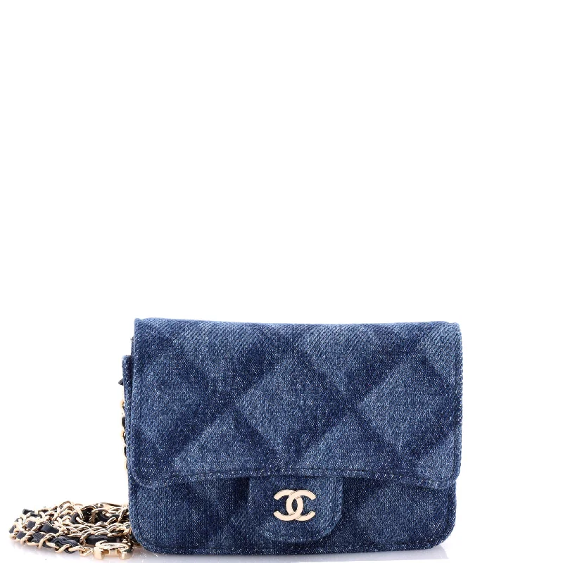 Chanel bags for a polished and professional appearanceClassic Flap Belt Bag 3D Quilt Printed Denim Mini