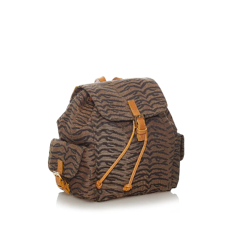 Fendi handbags with a metal - framed clasp for durability and a stylish lookFendi Canvas Backpack (SHG-28009)