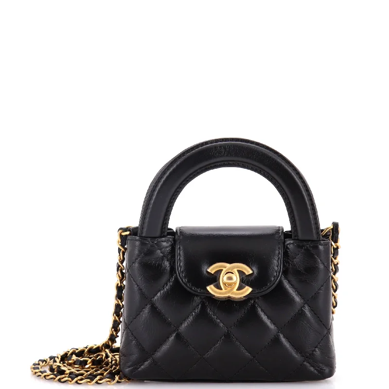 Chanel bags with exclusive seasonal designs and materialsKelly Top Handle Clutch with Chain Quilted Shiny Aged Calfskin