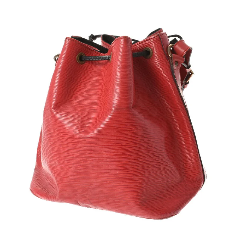 Louis Vuitton handbags with a patent - leather finish for a shiny lookLouis Vuitton Red Leather Noe shoulder bag