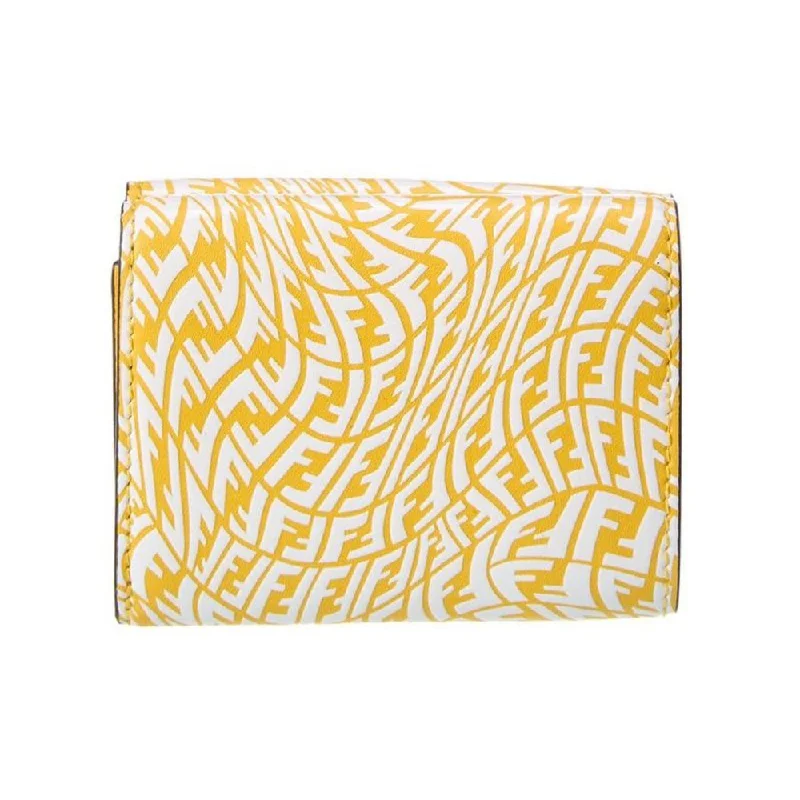 Fendi Baguette bags with a monogram - embossed leather surface for a luxurious feelFendi F is Fendi Yellow Leather Vertigo Print Small Trifold Wallet 8M0395