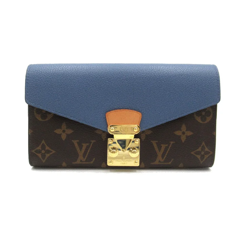 Louis Vuitton tote bags with a double - handle and shoulder - strap optionLouis Vuitton Portefolio Pallas Double Fold Wallet Wallet PVC Coated Canvas Monogram   Brown / Blue M63940