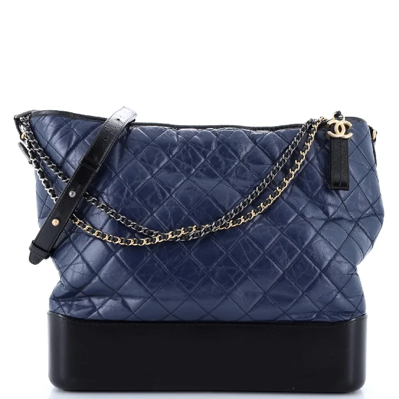 Chanel classicBicolor Gabrielle Hobo Quilted Aged Calfskin Large