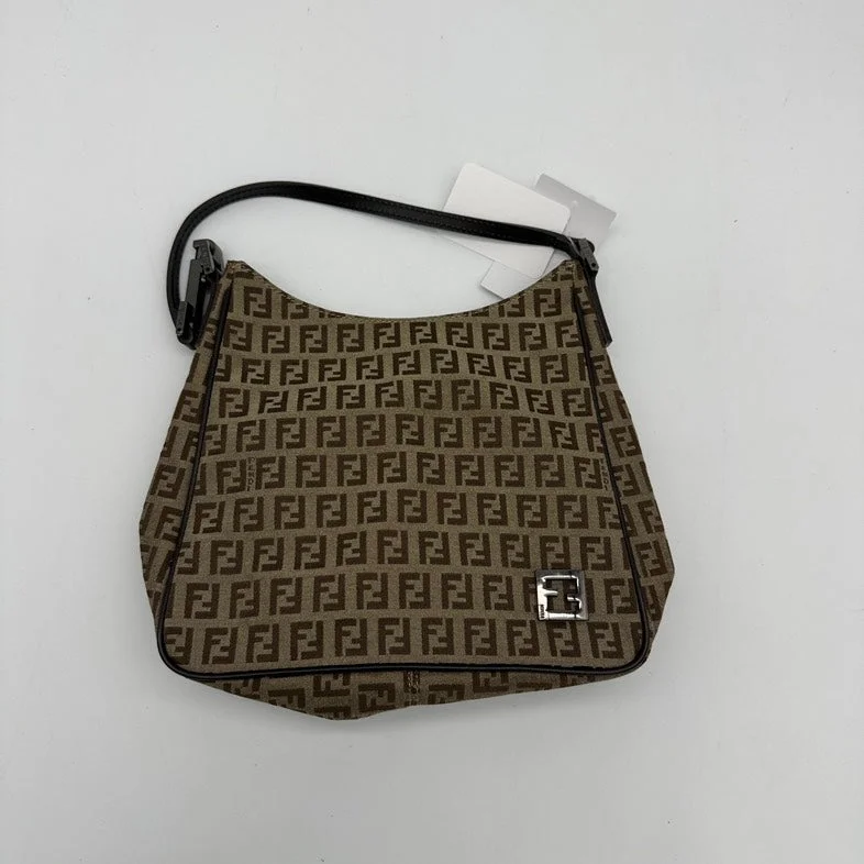 Fendi tote bags with a solar - powered charging panel for eco - friendly chargingFendi Canvas Top Handle Handbag Brown Large