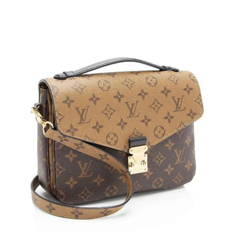 Louis Vuitton tote bags with a printed LV logo on the front for brand visibilityLouis Vuitton Reverse Monogram Pochette Metis Shoulder Bag (TeLbmc)