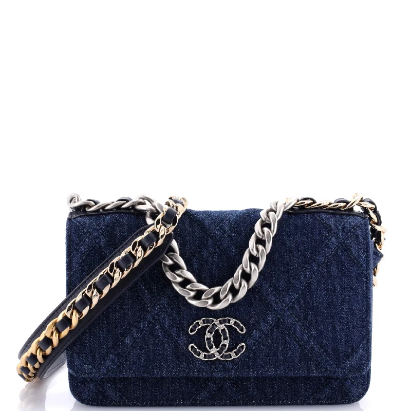 Chanel Classic Flap Bag for Evening Party19 Wallet on Chain Quilted Denim