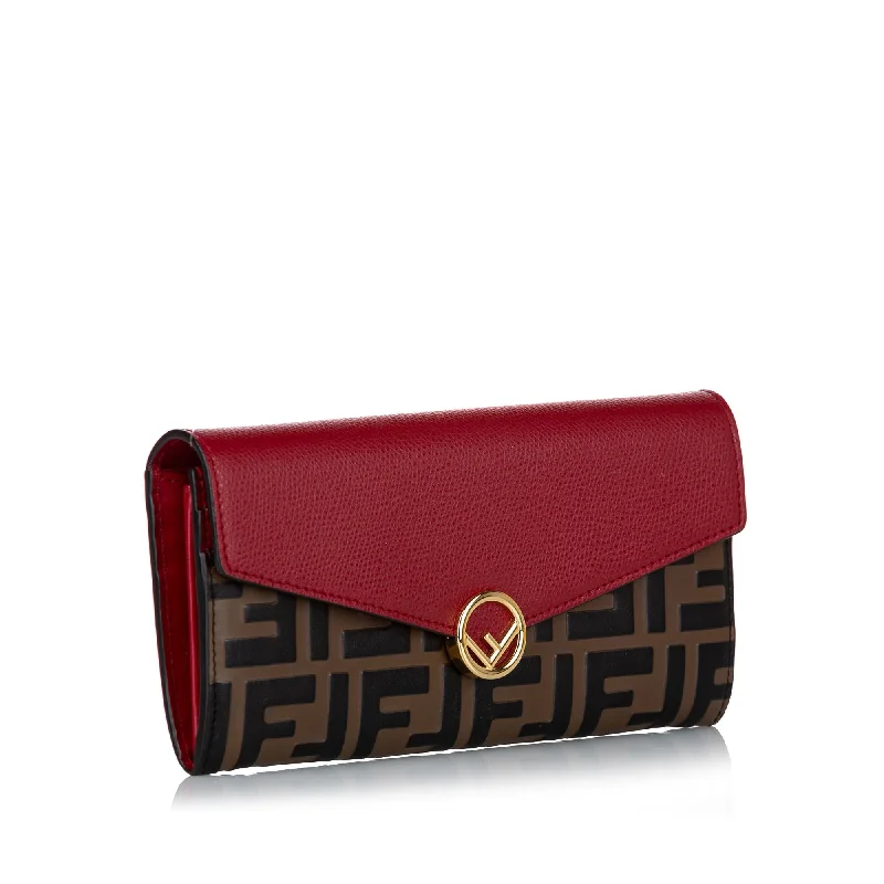 Fendi bags with a detachable mirror inside for quick touch - ups and groomingFendi F is Fendi Zucca Leather Wallet on Chain (SHG-29267)