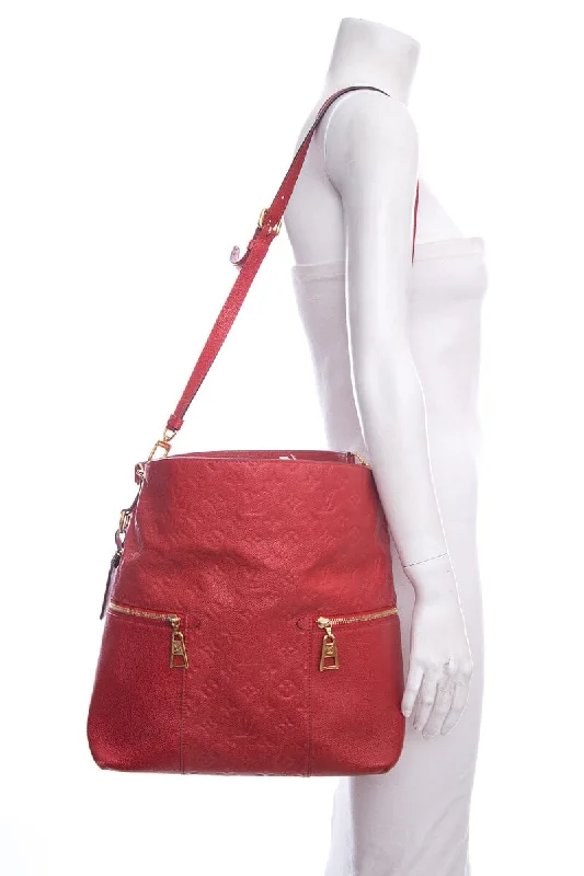 Louis Vuitton handbags with a back - zip pocket for storing valuablesLouis Vuitton Red Monogram Melie Leather Handbag