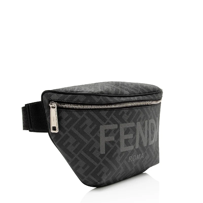 Ladies Fendi handbags with a detachable wallet insert for added convenienceFendi Coated Canvas FF Belt Bag (SHF-AeWxPp)