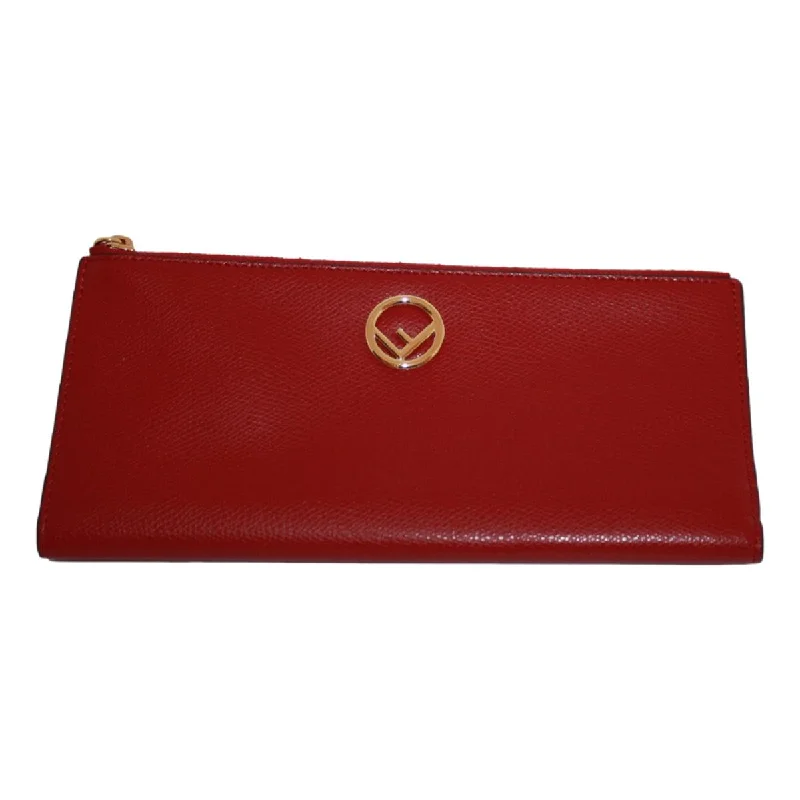 Fendi bags with a detachable tablet holder for using tablets on the goFendi F is Fendi Red Calf Leather Double Zip Long Wallet 8M0405