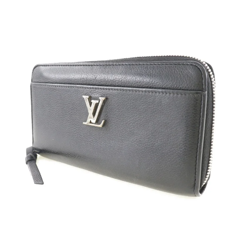 Louis Vuitton crossbody bags with a woven leather strap for textureLOUIS VUITTON Portefeuille Lock Me Long Wallet Zippy Leather Black UB3168 Ladies