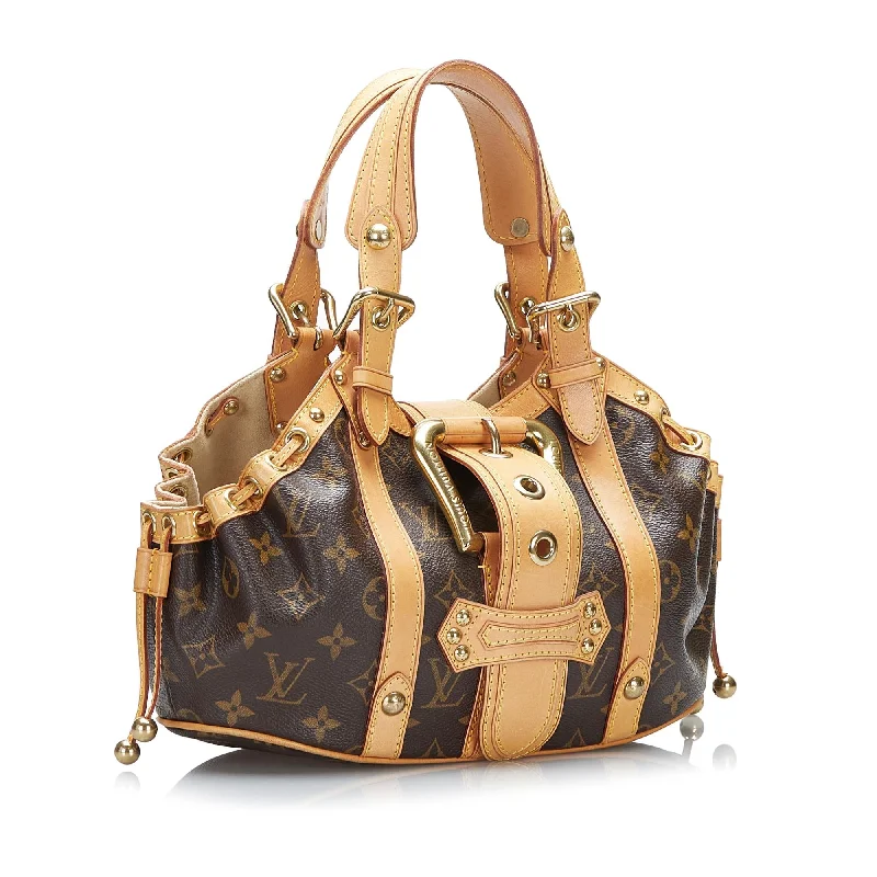 Louis Vuitton tote bags with a printed LV logo on the front for brand visibilityLouis Vuitton Monogram Theda PM (JMkdEV)