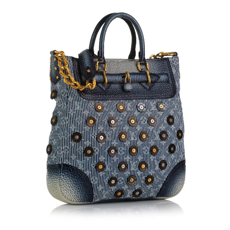 Louis Vuitton Alma bags featuring the signature top - handle designLouis Vuitton Monogram Stripes Denim Polka Dot Trunks and Bags Corsaire Tote (37846)