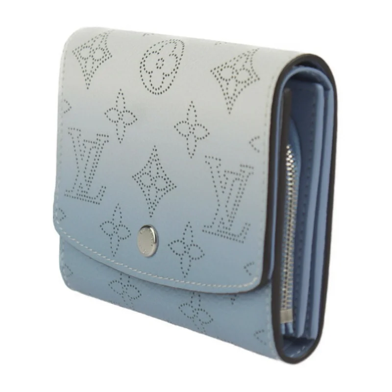 Louis Vuitton bags with a front - zip pocket for small items like keysLOUIS VUITTON Portefeuille Iris Compact Monogram Mahina Bifold Wallet M80492 Leather Blue Gradation Silver Metal Fittings