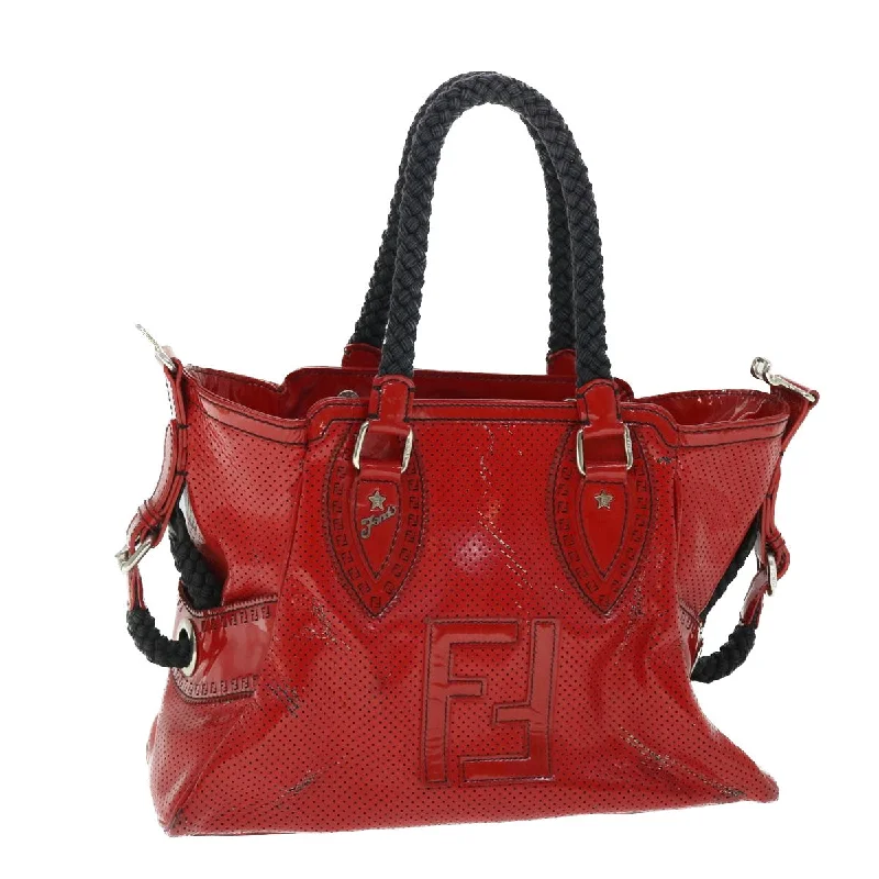 Fendi bags with a back - zip pocket for storing valuables securelyFENDI Hand Bag Enamel Red  bs7758