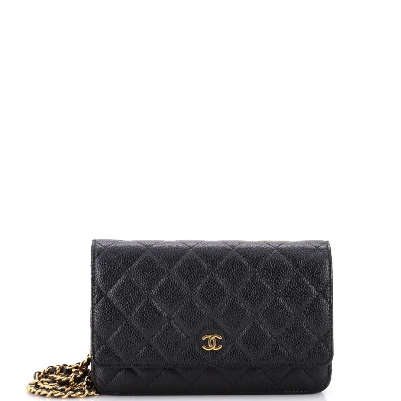 Chanel bags with gold, silver, and pearl accentsWallet on Chain Quilted Caviar