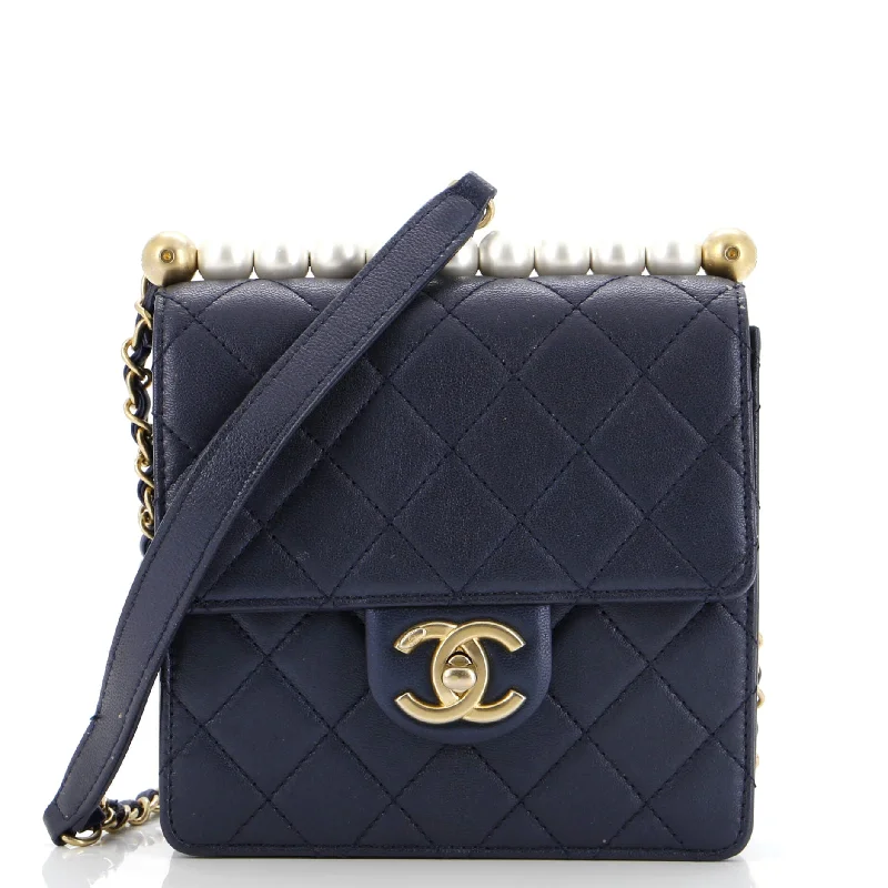 Chanel Chain Strap Handbag for Everyday UseChic Pearls Flap Bag Quilted Lambskin Mini