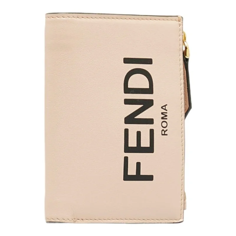 Fendi bags with a voice - activated pocket opener for a high - tech convenienceFENDI bifold wallet 8M0447 pink leather ladies