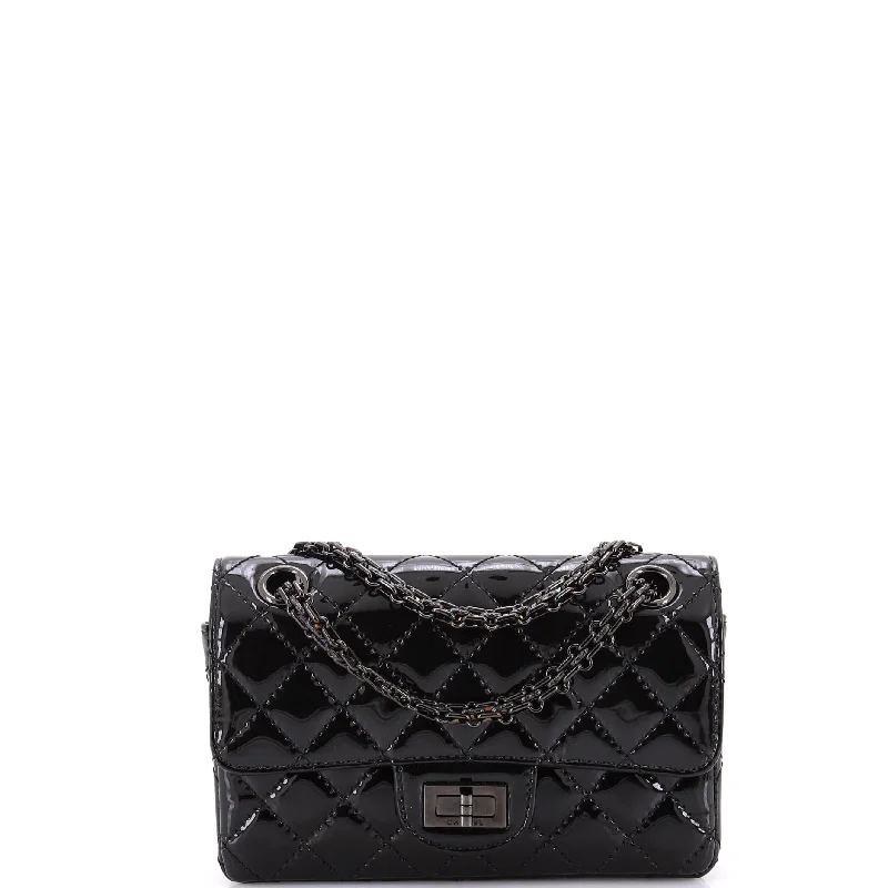 Chanel Limited Edition Handbag for CollectorsSo Black Reissue 2.55 Flap Bag Quilted Patent Mini