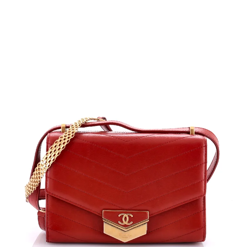 Chanel classicMedal Envelope Flap Bag Chevron Calfskin Small