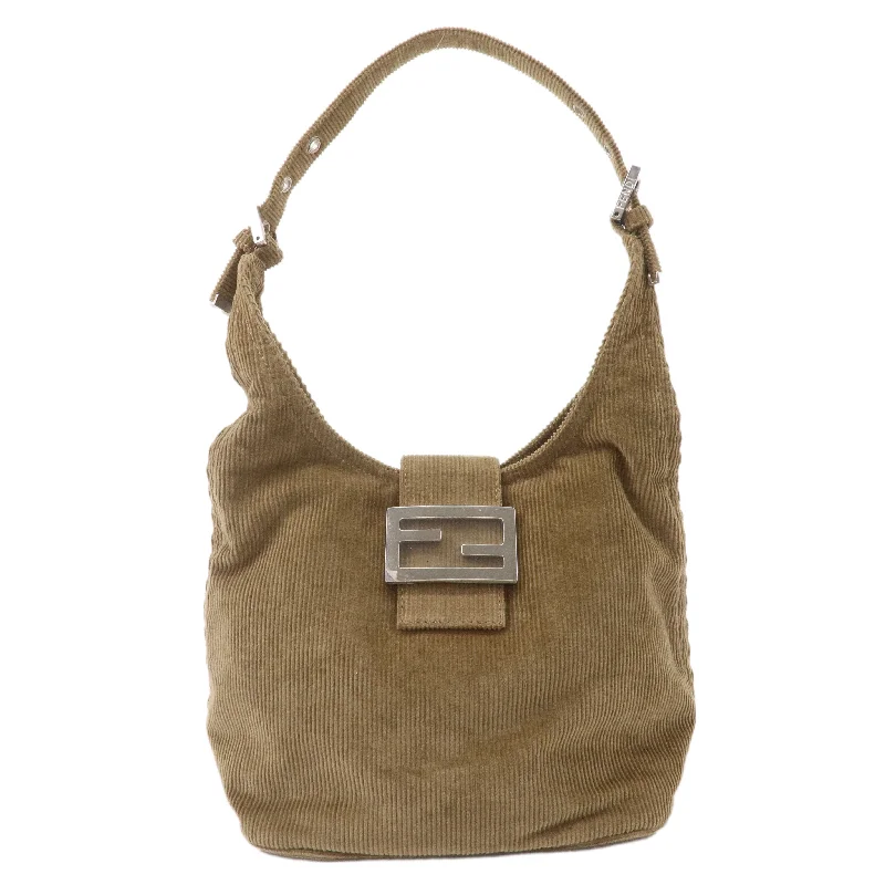 Fendi backpacks with a ventilated back panel for improved air circulationFENDI Corduroy Shoulder Bag Hand Bag Khaki Brown