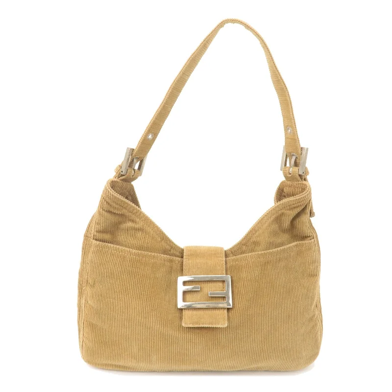 Fendi bags with a patent - leather finish for a shiny and sophisticated appearanceFENDI Corduroy Shoulder Bag Hand Bag Brown 26569