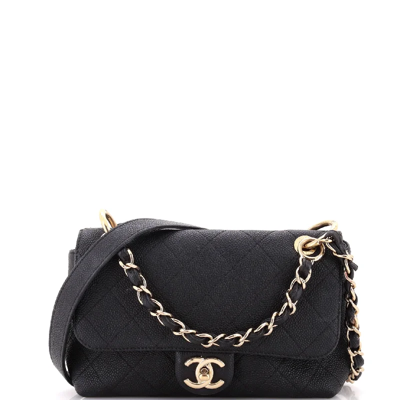 Chanel New Arrival Handbag with Gold HardwareCity Walk Flap Bag Quilted Caviar Medium