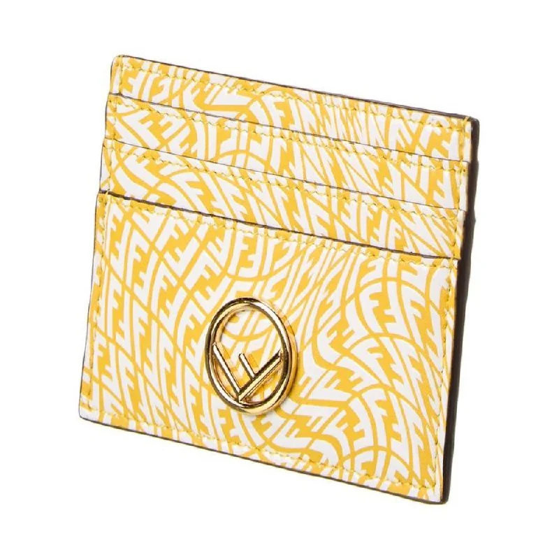 Fendi By The Way bags with a large capacity and a drawstring closureFendi F is Fendi Yellow Leather Vertigo Print Card Case Wallet 8M0445