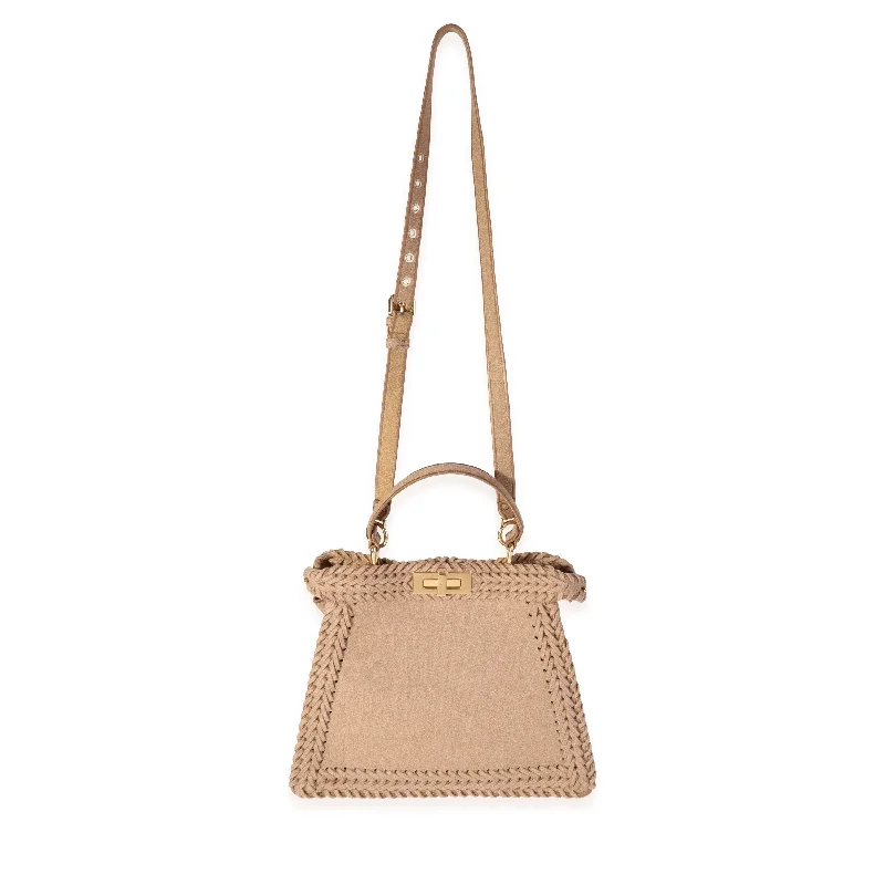 Fendi tote bags with a double - zip closure for enhanced securityFENDI Beige Flannel Medium Peekaboo ISeeU Bag