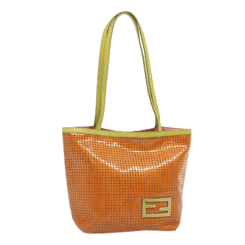 Ladies Fendi shoulder bags with a detachable scarf strap for a stylish and versatile optionFENDI Hand Bag Enamel Orange  69455