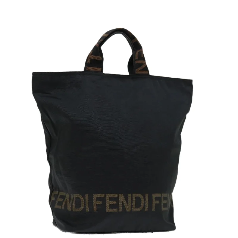 Fendi bags with a leather - bound notebook insert for jotting down notesFENDI Hand Bag Canvas Black  yk11128