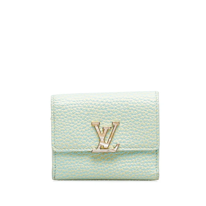 Louis Vuitton backpacks with a padded laptop compartment for travelLouis Vuitton Portfolio Capsine XS Summer Star Dust Double Folded Wallet Compact Wallet M81528 Green Leather  Louis Vuitton