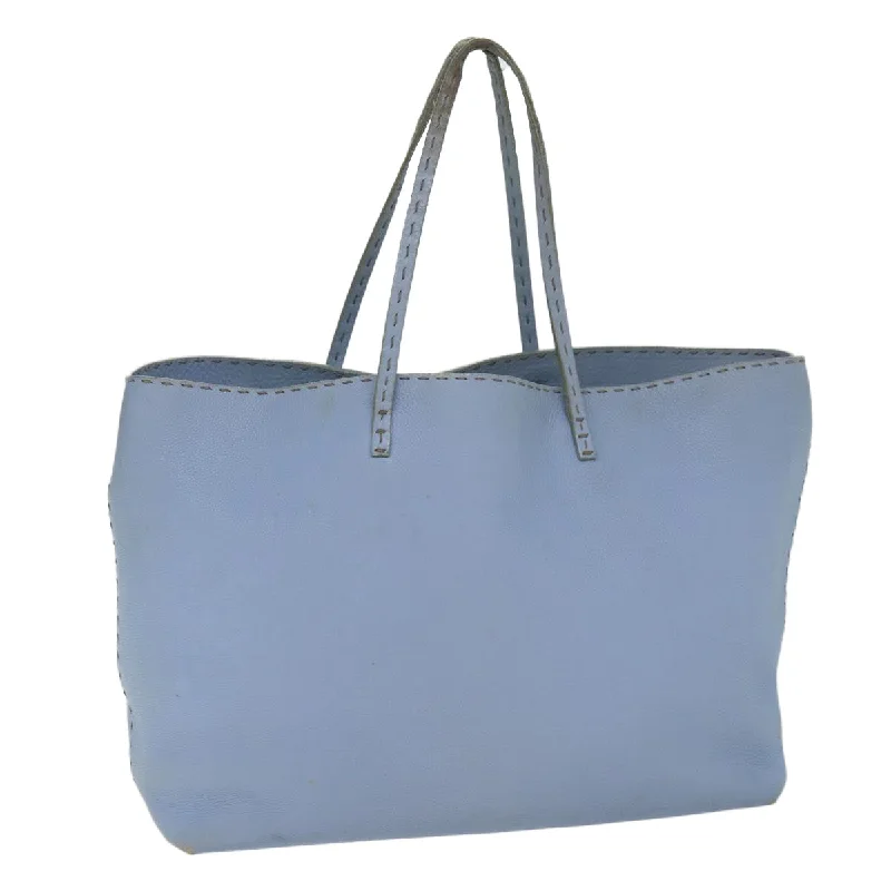 Fendi bags with a detachable makeup pouch inside for beauty - conscious usersFENDI Celeria Tote Bag Leather Blue  78824