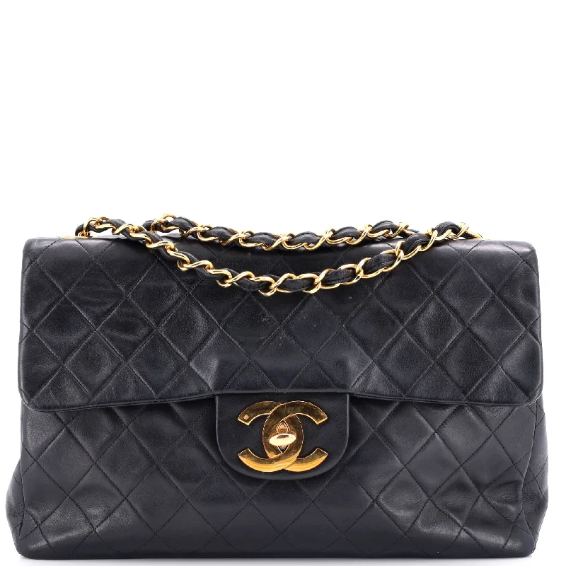 Chanel classicVintage Classic Double Flap Bag Quilted Lambskin Jumbo