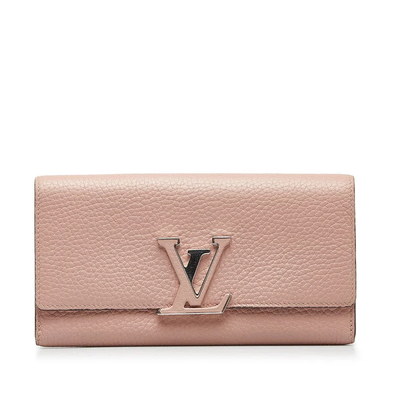 Louis Vuitton Capucines bags with smooth calfskin leather for luxuryLouis Vuitton Portfolio Capsine Long Wallet M61250 Magnolia Pink Leather  Louis Vuitton