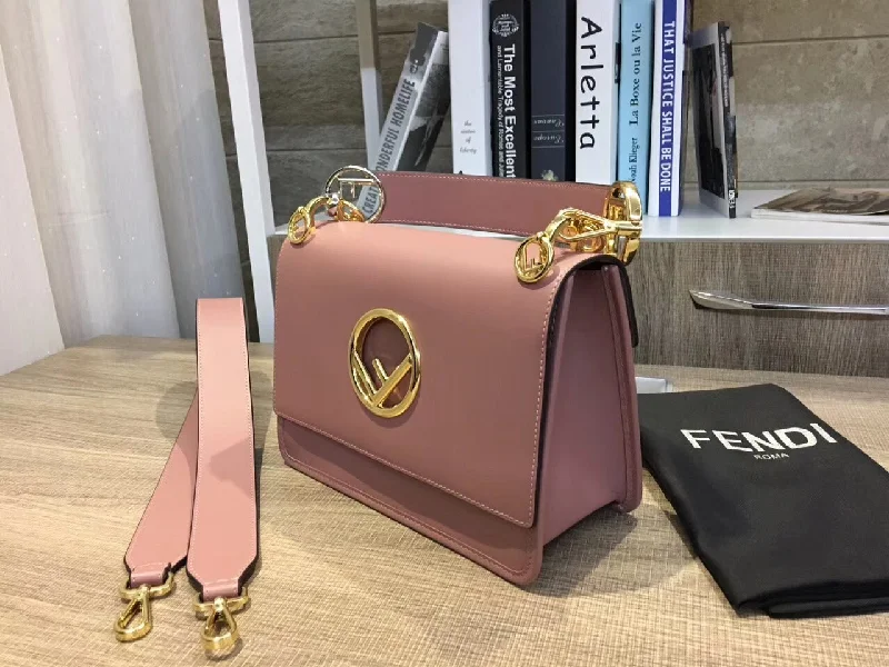 Fendi tote bags with a double - handle and shoulder - strap option for versatile carryingFendi Kan I F Shoulder Bag In Pink Calfskin