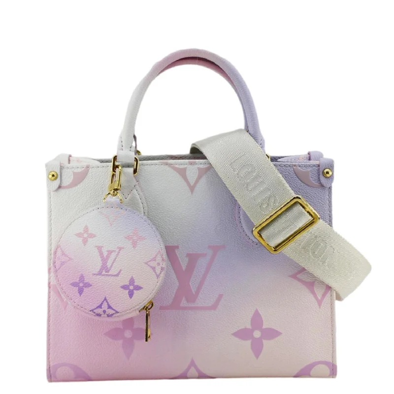 Louis Vuitton tote bags with a spacious interior and multiple pocketsLOUIS VUITTON Onthego PM Monogram Giant Canvas Tote Bag Sunrise Pastel