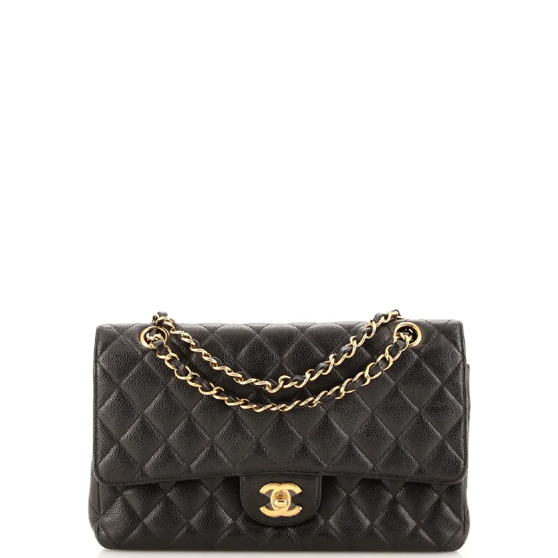 Chanel Chain Strap Handbag for Everyday UseClassic Double Flap Bag Quilted Caviar Medium