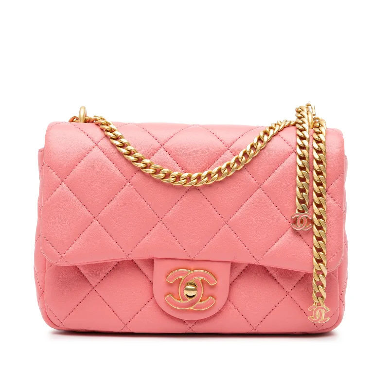 Chanel All - Match Handbag for Versatile StylingPink Chanel Small Lambskin Pending CC Flap Shoulder Bag