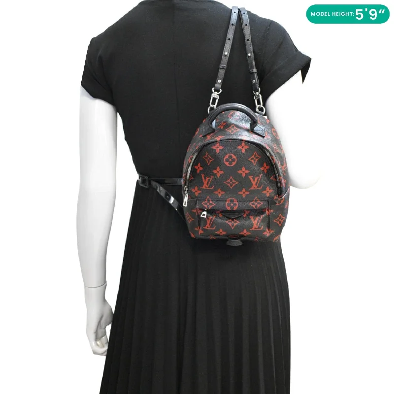 Louis Vuitton Twist bags with a contrast - colored interior for visual interestLOUIS VUITTON Palm Springs Infrarouge Mini Monogram Canvas Backpack Bag Black