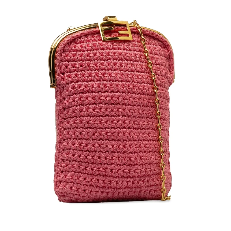 Fendi By The Way bags with a large capacity and a drawstring closureFendi Crochet Baguette Phone Bag (SHG-8FMN6T)