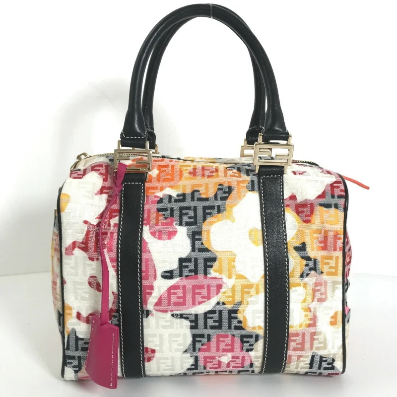 Fendi bags with a front - flap pocket and a turnlock for a classic and elegant aestheticFENDI Boston Bag Zucchino SBL068 Canvas Leather Multicolor Women's