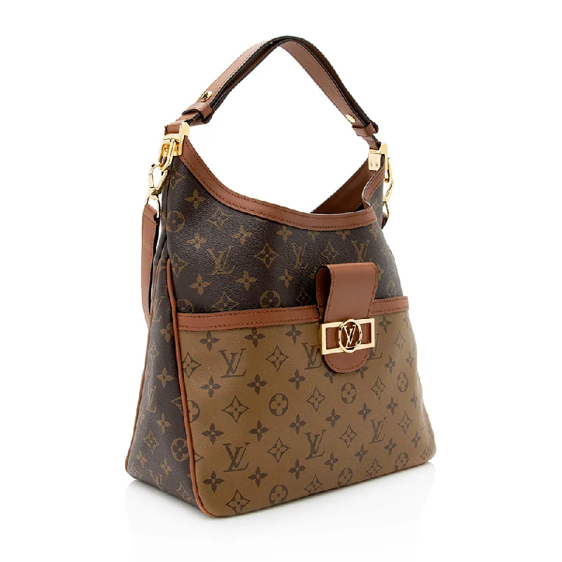 Louis Vuitton crossbody bags with a woven leather strap for textureLouis Vuitton Reverse Monogram Dauphine MM Hobo (21159)