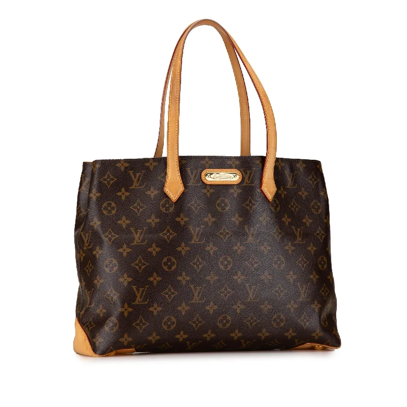 Louis Vuitton bags with a chain - link trim and a leather body for a modern edgeLouis Vuitton Monogram Wilshire MM (xqalYF)