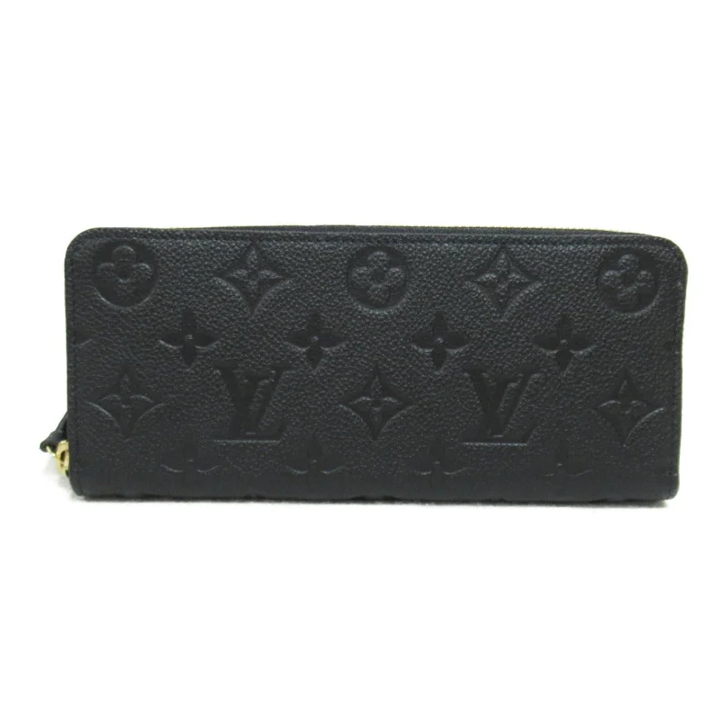 Louis Vuitton bags with a magnetic snap closure for easy accessLouis Vuitton Portefolio Clemence Round Long Wallet Round Long Wallet Leather Monogram Emplant   Black M60171