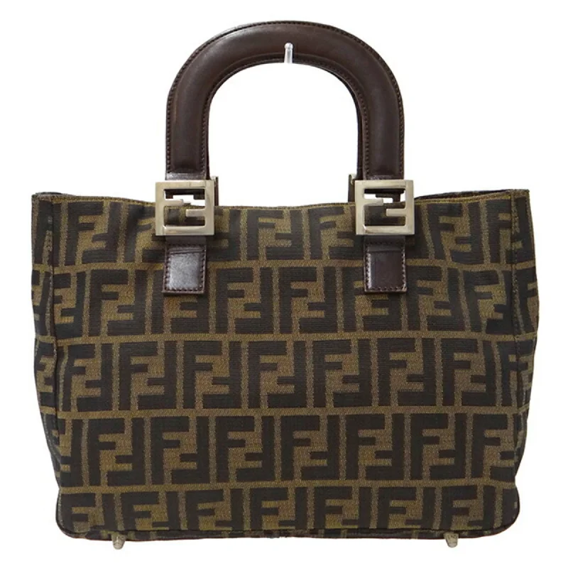 Ladies Fendi shoulder bags with a detachable scarf strap for a stylish and versatile optionFENDI Bag Women's Zucca Handbag Canvas Khaki Brown 26329