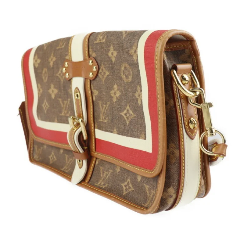 Louis Vuitton Neverfull bags with large capacity for everyday essentialsLOUIS VUITTON Porterilleur Monogram Tisse Shoulder Bag M56387 Coated Canvas Leather Brown Red White Messenger 2008 Collection Gold Metal Fittings