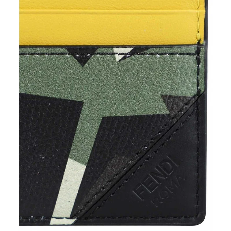 Fendi Baguette bags with a monogram - embossed leather surface for a luxurious feelFendi Camouflage Bugs Print Calf Leather Military Green Card Case 7M0164