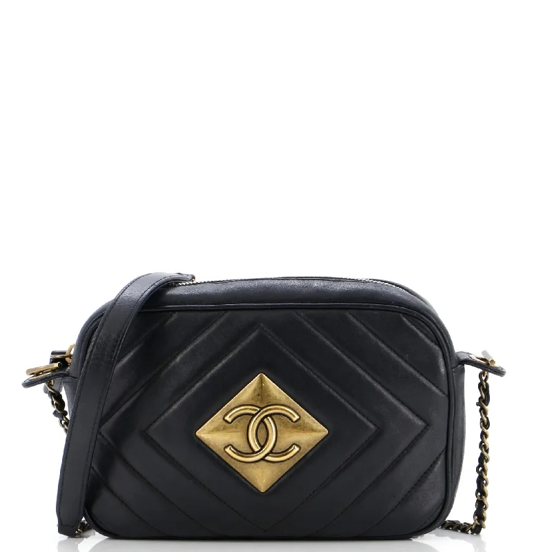 Chanel bags for women who love timeless fashionPyramid CC Camera Bag Chevron Leather Small