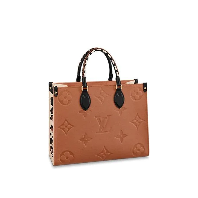 Louis Vuitton crossbody bags with a woven leather strap for textureLouis Vuitton Onthego MM Wild at Heart